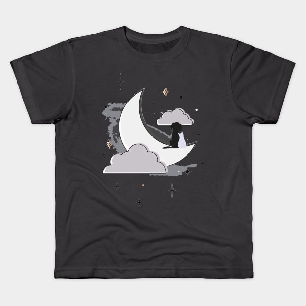 MOON LOVER Kids T-Shirt by PATTERN MAZE